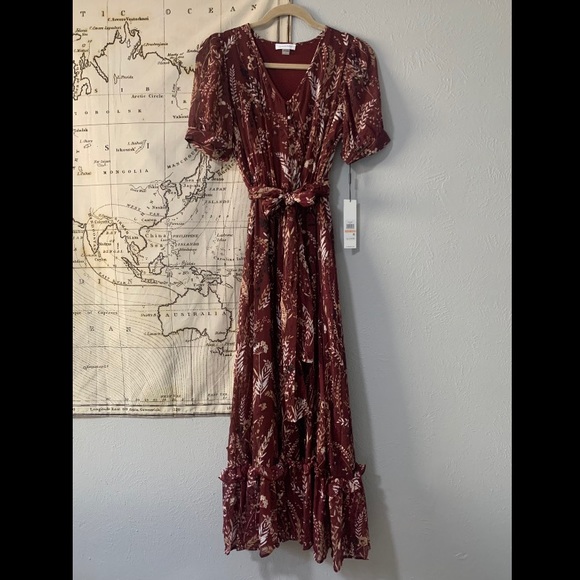 CALVIN KLEIN Printed Maroon Maxi Dress - Picture 4 of 8